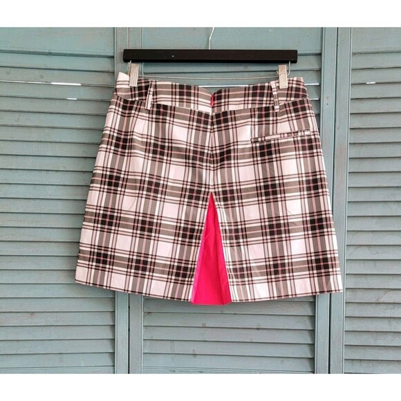 Puma Cute Pull On Pleated Skort ~ Sz S ~ Plaid ~ White, Gray & Pink ~Above Knee - Picture 2 of 3
